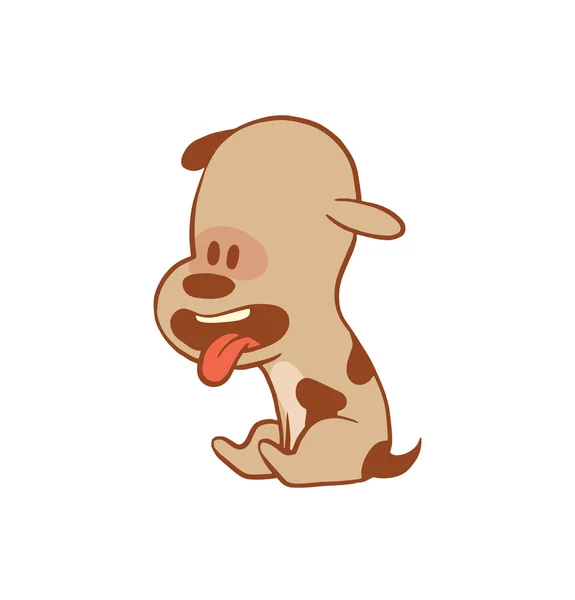 Divertido perrito sentado con la lengua hacia fuera, imagen en color — Vector de stock