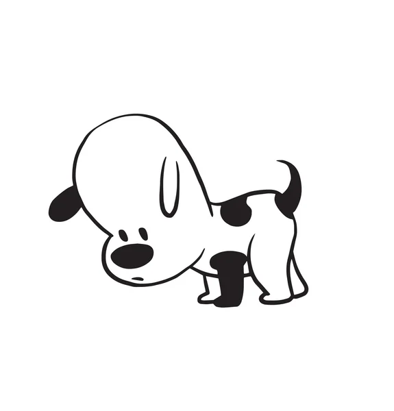 Funny little dog looking for something, monochrome style — Stock Vector