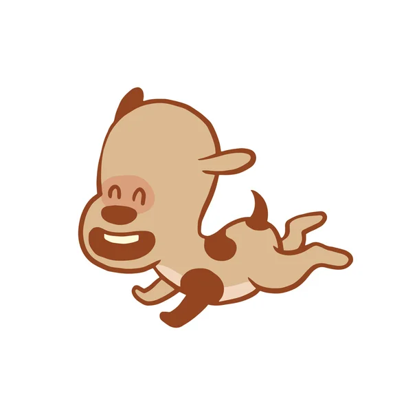 Grappige kleine hond Running gelukkig, kleur afbeelding — Stockvector