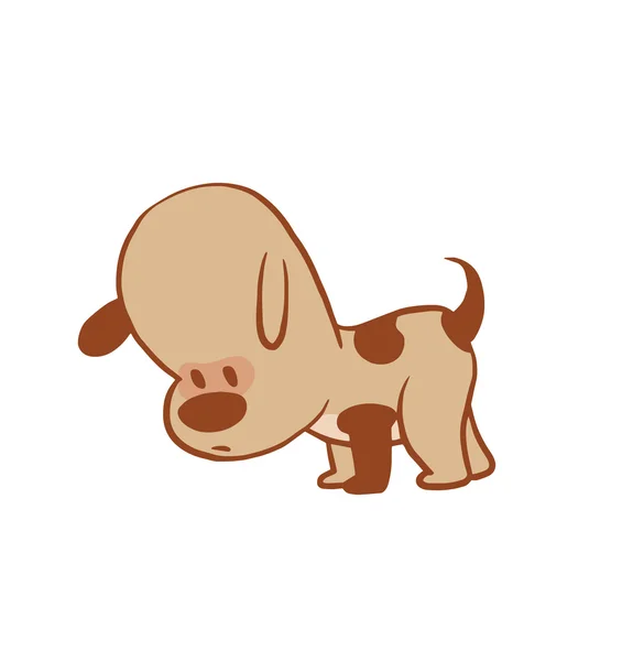 Zábavný malý pes něco hledá, barevný obraz — Stockový vektor