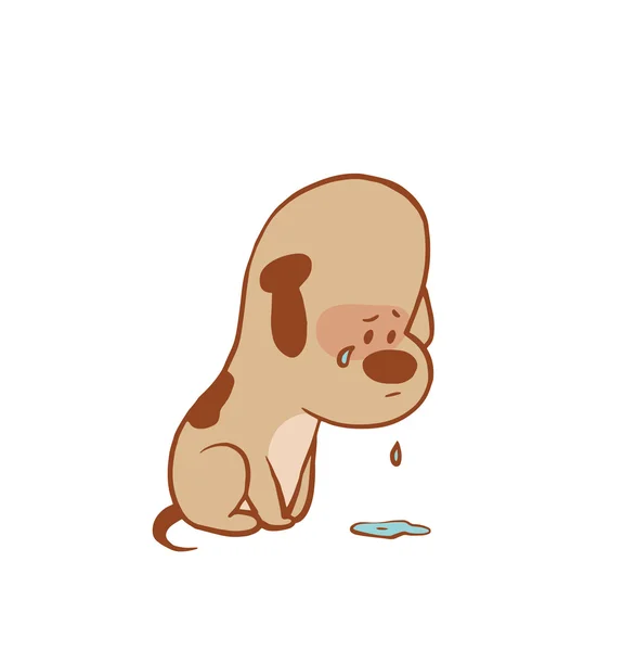 Divertido perrito sentado y llorando, imagen en color — Vector de stock