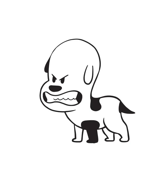 Divertido perrito enojado desnudando sus colmillos, estilo monocromo Ilustración De Stock