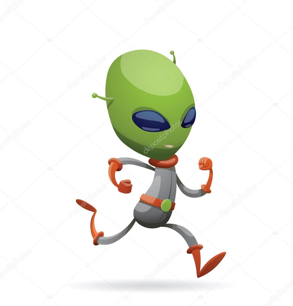 feliz alien de desenho animado estilo cor plana correndo 12172187
