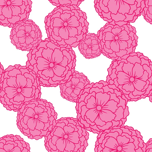 Růžové peonky na bílém pozadí, bezproblémový vzor — Stockový vektor