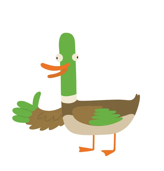Lustige "Glück" -Ente mit Daumen — Stockvektor