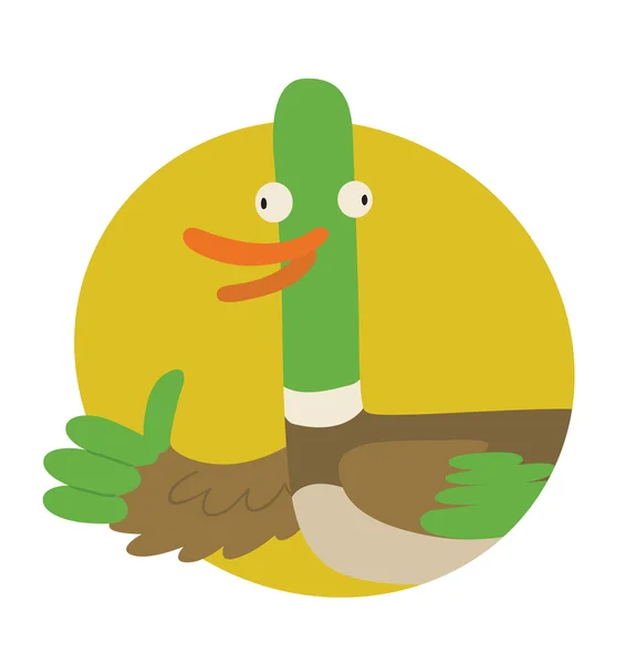 Runder gelber Rahmen, lustige "Glück" -Ente mit Daumen — Stockvektor
