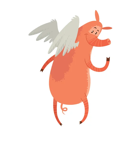 Lustiges rosafarbenes Schwein auf dem Rücken — Stockvektor