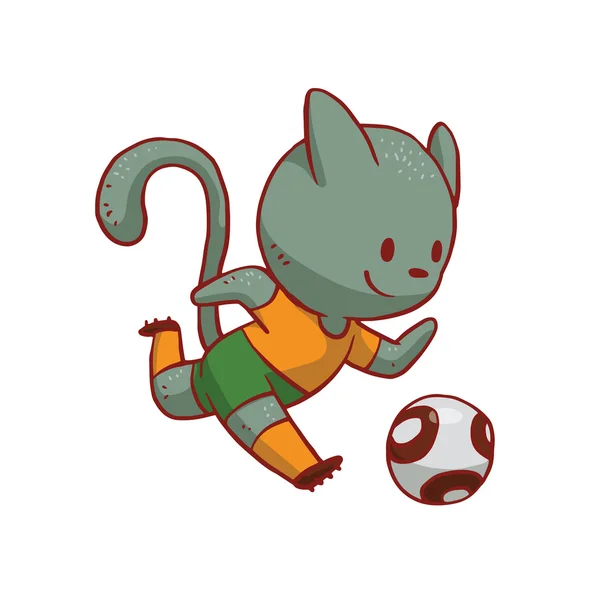 サッカーをしているかわいい猫 — ストックベクタ