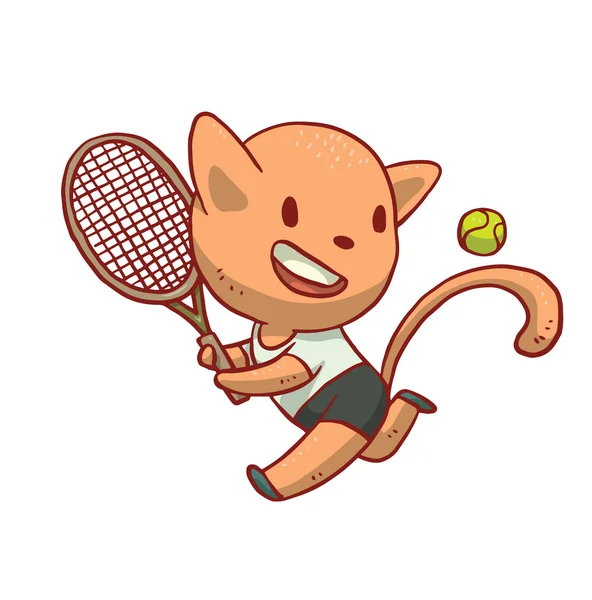 Gatto carino che gioca a tennis — Vettoriale Stock