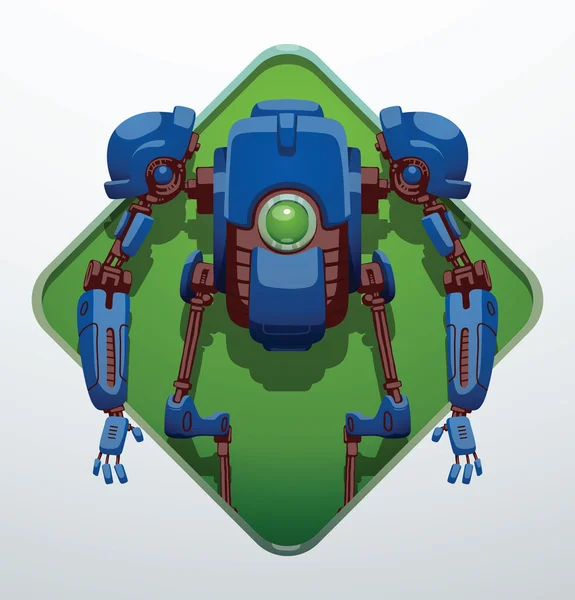 Grüner diamantförmiger Rahmen, lustiger blauer Roboter — Stockvektor