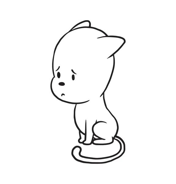 Carino piccolo gatto con espressione triste sul viso, in stile monocromatico — Vettoriale Stock