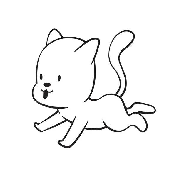 Sevimli küçük kedi, tek renkli tarzı — Stok Vektör