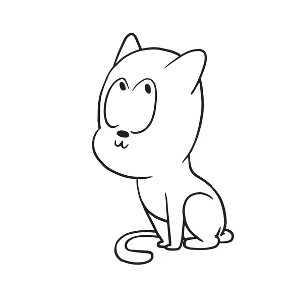 Schattige kleine kat met doordachte expressie op gezicht, monochroom s — Stockvector