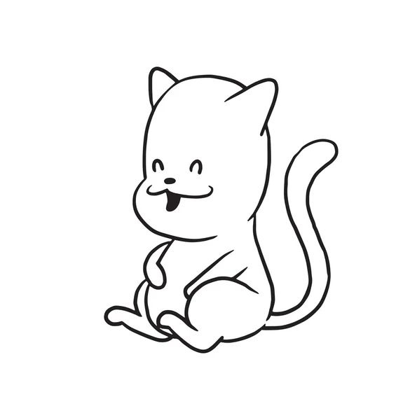 Aranyos kis macska ül evés után a jóllakottság, monokróm Styl — Stock Vector