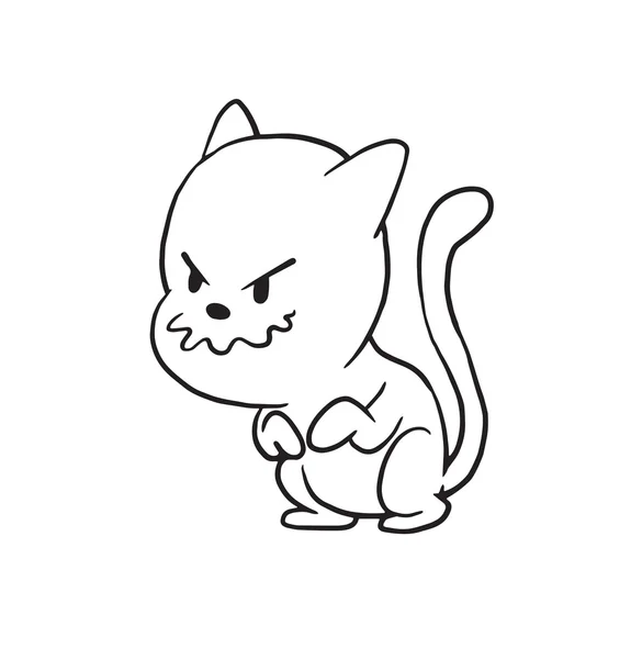 귀여운 작은 고양이 플롯 뭔가 까다로운, 흑백 스타일 — 스톡 벡터