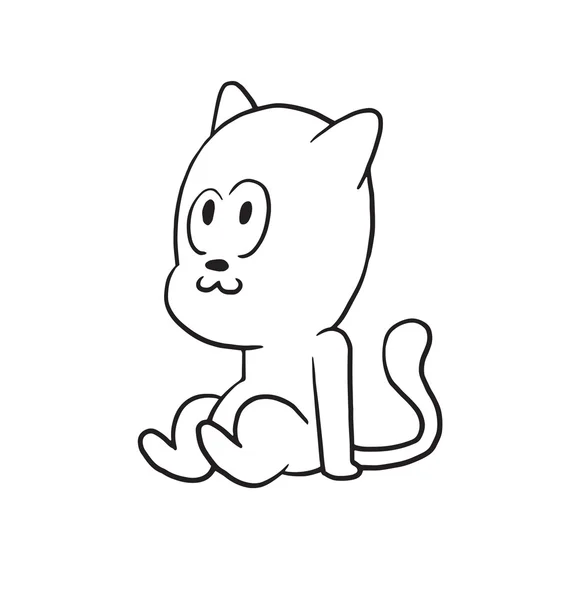 Mignon petit chat rêvant de quelque chose, style monochrome — Image vectorielle