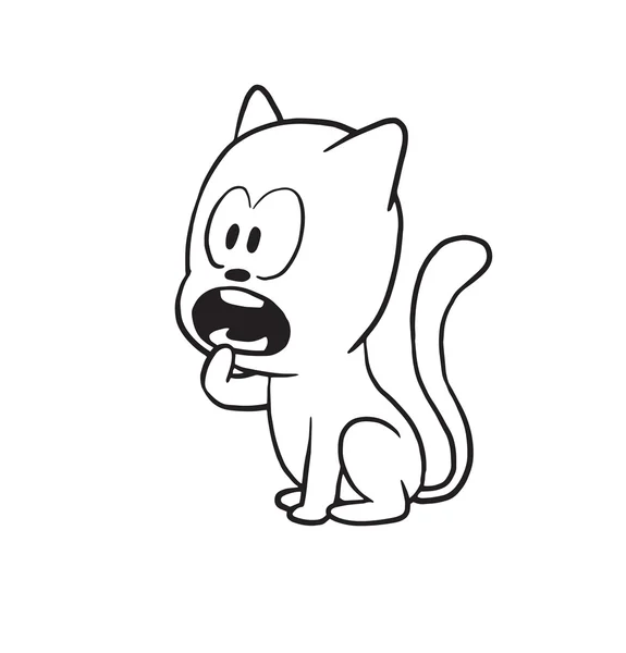 Lindo gatito sentado y mendigando por comida, estilo monocromo — Vector de stock