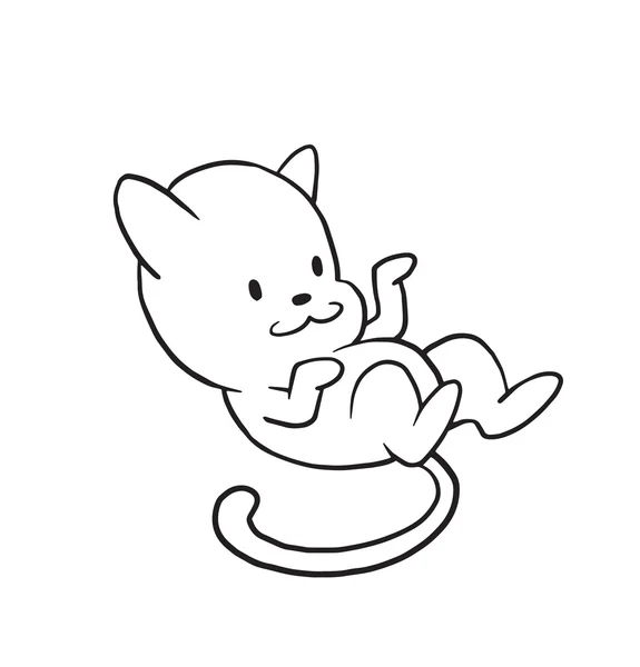 Симпатичний маленький кіт лежить на спині, монохромний стиль — стоковий вектор