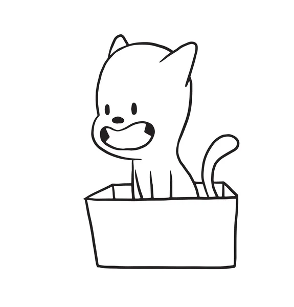 Lindo gatito sentado en la caja, estilo monocromo — Archivo Imágenes Vectoriales