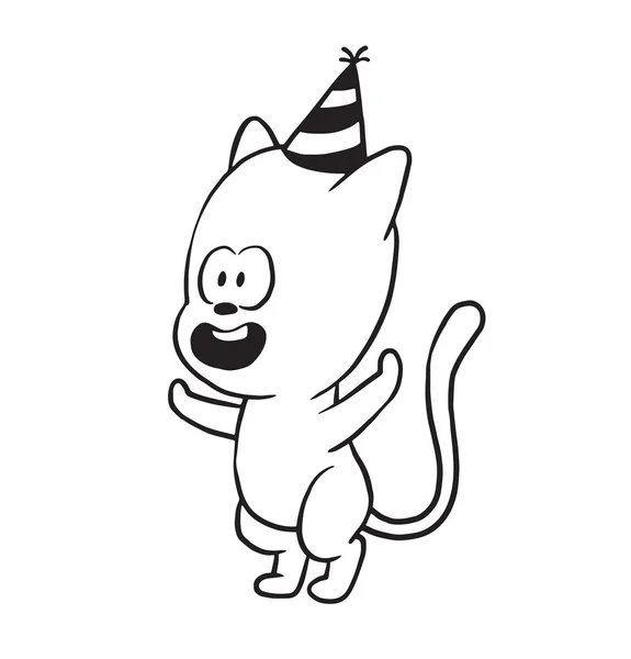 Lindo gatito en una gorra festiva, estilo monocromo — Archivo Imágenes Vectoriales