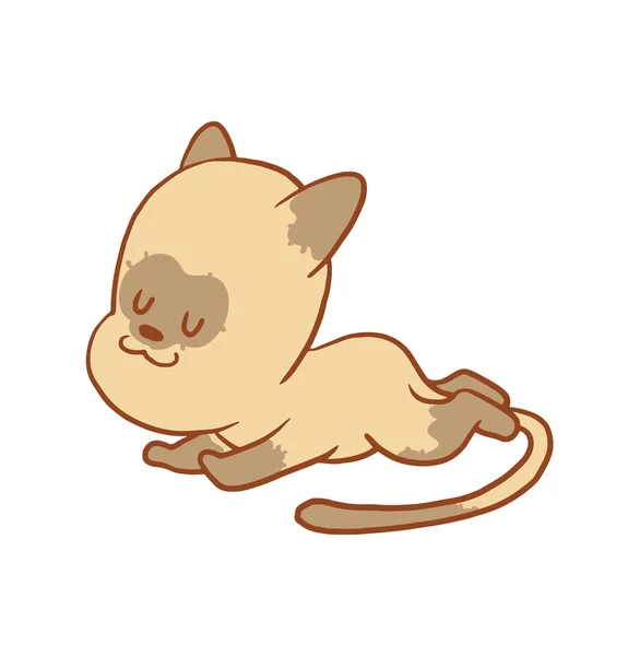 Niedliche kleine Katze auf dem Bauch liegend, Farbbild — Stockvektor