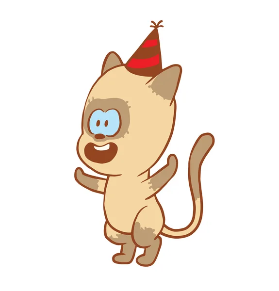 Mignon petit chat dans une casquette festive, image couleur — Image vectorielle