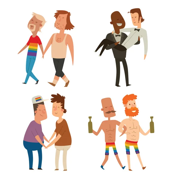 Set van homoseksuele koppels — Stockvector