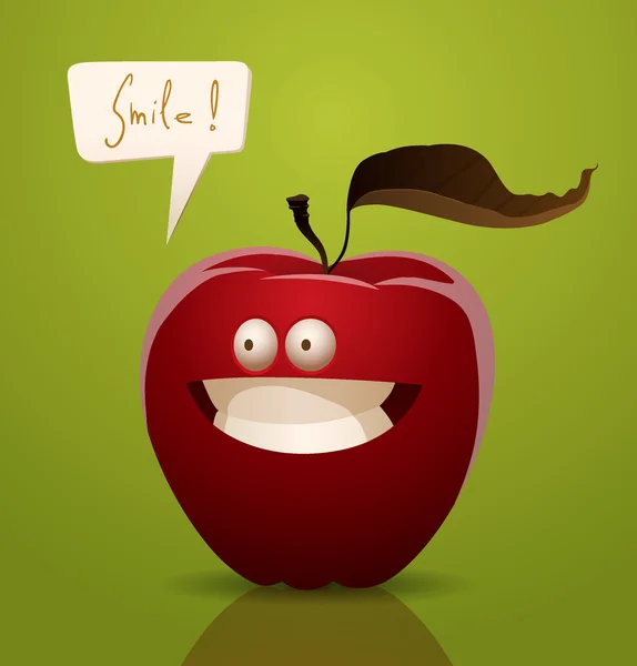 Lycklig tecknad rött äpple — Stock vektor
