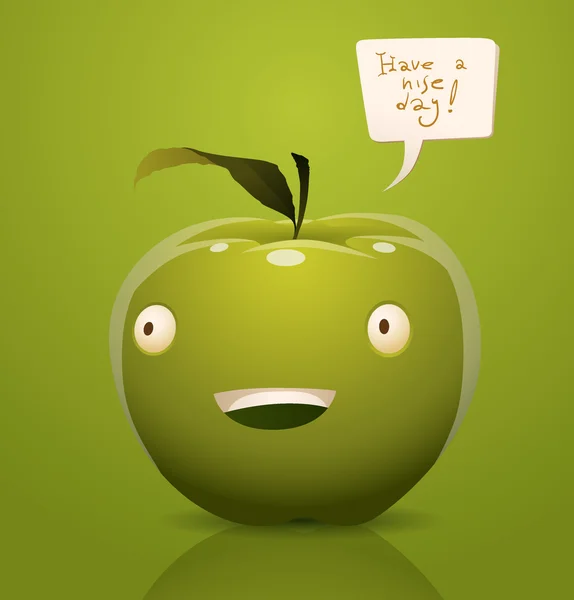 Szczęśliwy kreskówka zielone jabłko — Wektor stockowy
