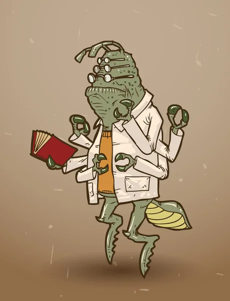 Mutant gekke wetenschapper zoals een cricket — Stockvector
