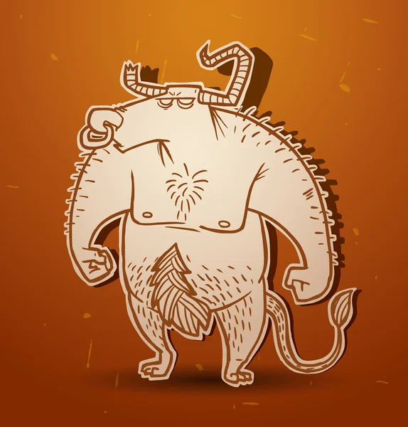 Minotauro criatura fantasia — Vetor de Stock