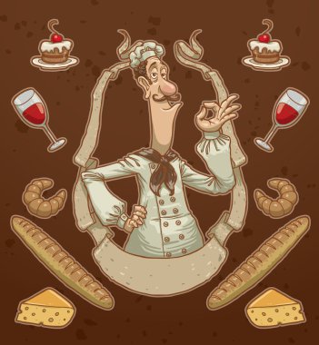French chef color vector