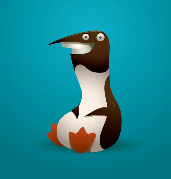 Pingüino divertido sentado — Vector de stock