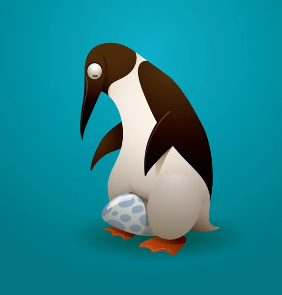 Funny penguin on the egg — Stockvector