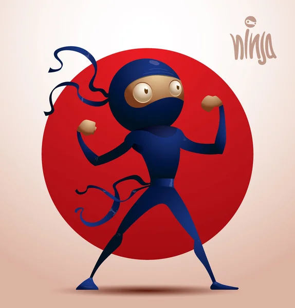 Ninja-Krieger steht mit gespreizten Beinen — Stockvektor