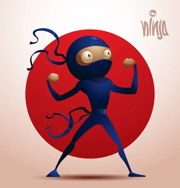 Guerriero Ninja sta con le gambe divaricate — Vettoriale Stock