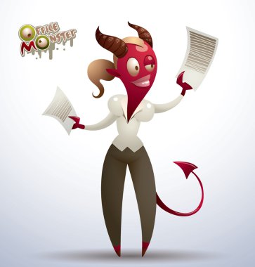 Red office monster-woman