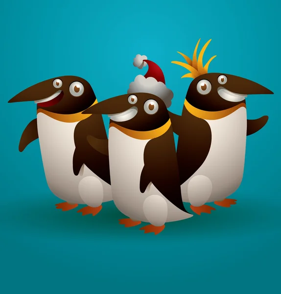 Three funny penguins — Stock Vector