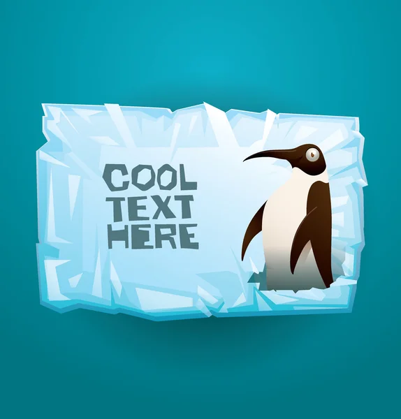 Funny big penguin ice banner — 스톡 벡터