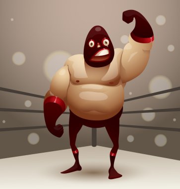 Mexican wrestler in a red mask at ringside clipart