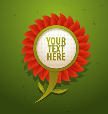 Red floral banner on a green background