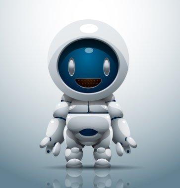 White robot with a round blue face