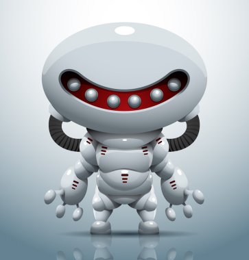 White robot with an oval red face