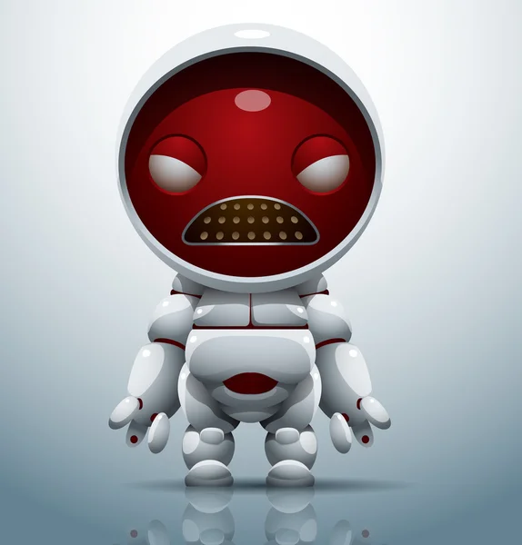 Robot blanco con una cara roja redonda — Vector de stock