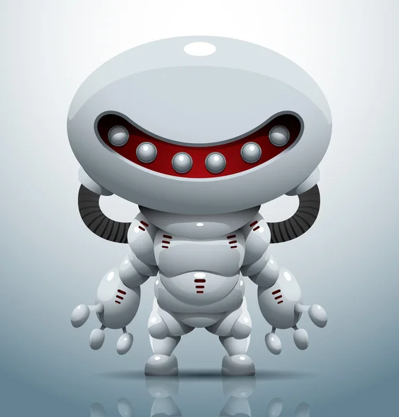 White robot with an oval red face — 图库矢量图片