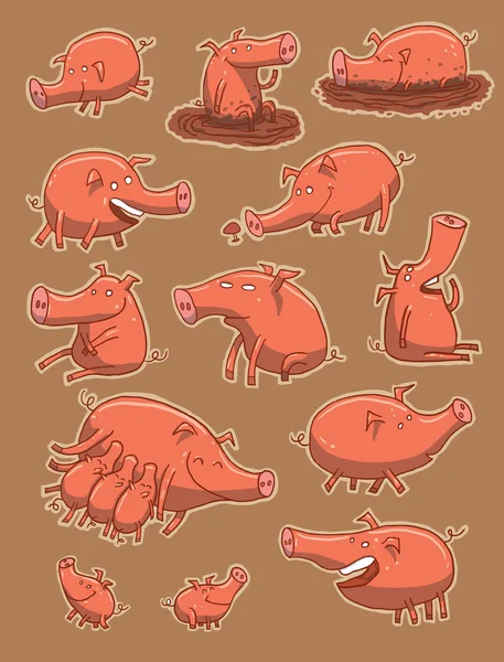Set funny pigs — Stockový vektor