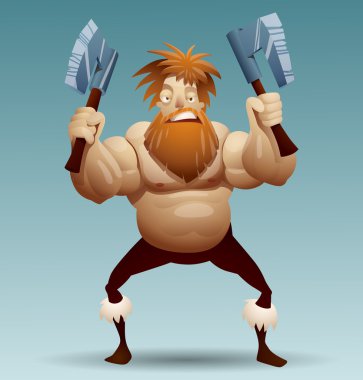 Viking warrior with two axes