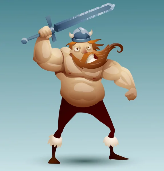 Guerrero vikingo con espada — Vector de stock