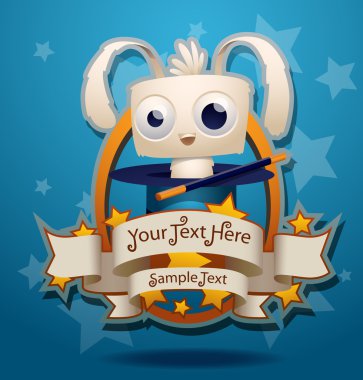Magic rabbit sitting inside the hat banner