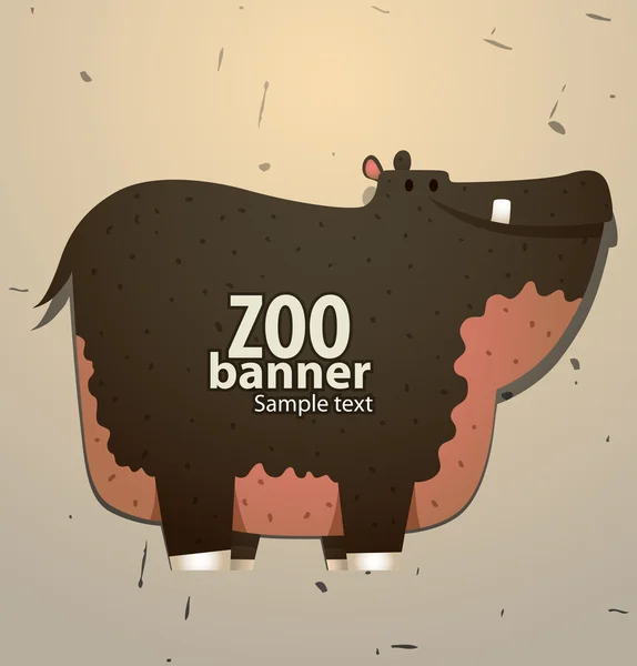 Banner del zoológico hipopótamo — Vector de stock